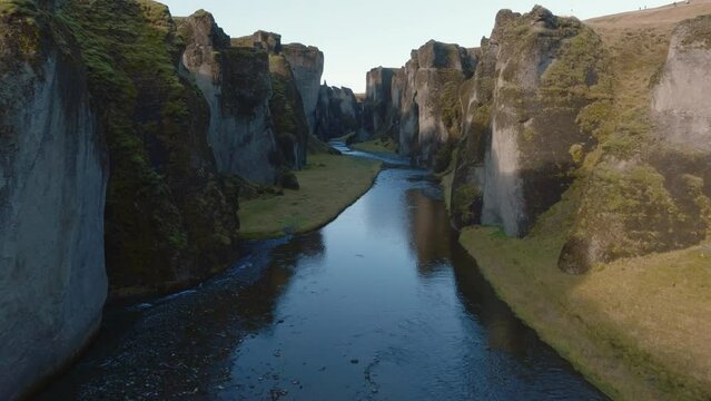Gliding through Fjadrargljufur canyon in Iceland.