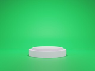 Podium 3D Rendering green screen background. 