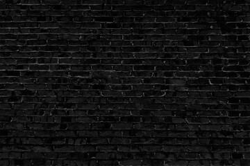 Black brick wall texture, background Vintage floor wallpaper. Black texture with brick wall for banner website or background.