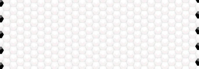 Embossed black semi hexagon and white hexagon frame on White backgrounds. Abstract tortoiseshell. Abstract honeycomb. Abstract crystal. Abstract pattern football with copy space