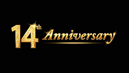 14 anniversary celebration. 14th anniversary celebration. 14 year anniversary celebration with glitter shine and black background.
