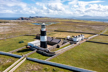 Aerial view of the Lighthouse on Tory Island, County Donegal, Republic of Ireland © Lukassek