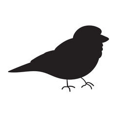 Silhouette. Sparrow. Bird. Vector icon. Black color.