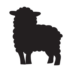 Silhouette. Sheep. Hand drawn illustration on white background.