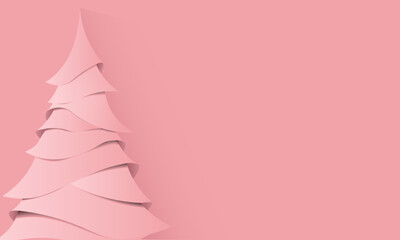 Merry christmas. Vector illustration of pink paper cut merry christmas. Christmas tree, great for presentations, greeting cards, a place to write words in empty space