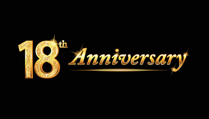 18 anniversary celebration. 18th anniversary celebration. 18 year anniversary celebration with glitter shine and black background.
