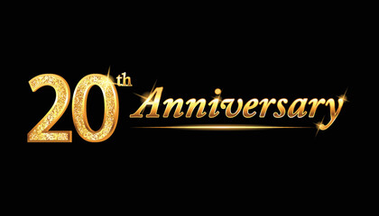 20 anniversary celebration. 20th anniversary celebration. 20 year anniversary celebration with glitter shine and black background.