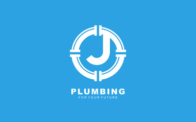 J logo plumbing for identity. letter template vector illustration for your brand.