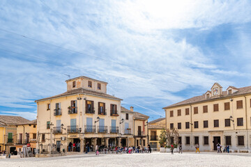 Fototapeta na wymiar Madrid, Spain - October 29, 2022: main square of the historic center of the medieval city of Torrelaguna in Madrid, Spain