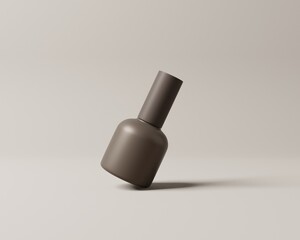 3d mockup parfume bottle, brown color with modern background and podium set