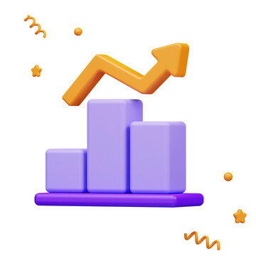 Graph statistic infographic profit progress 3d rendering for website or app