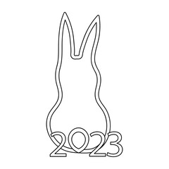 The rabbit is the symbol of 2023. Hand drawn vector illustration