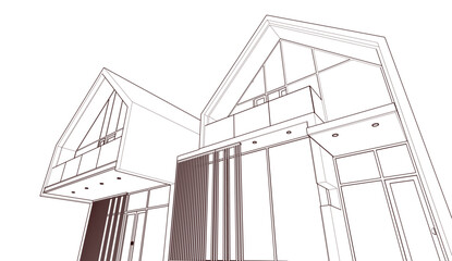 Sketch of a house with roof