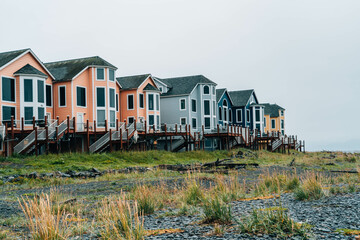 colourfull houses on the coast of Homer Alaska