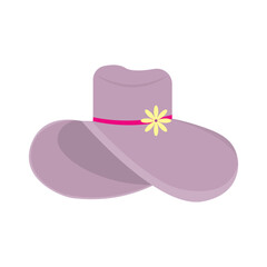  Hat isolated on a white background. Vector art. Lilac girly hat.