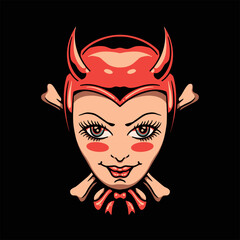 cute devil tattoo vector design