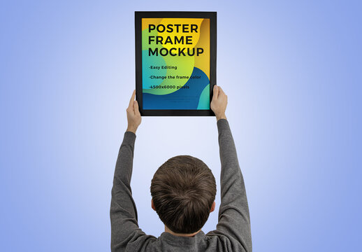 Poster Frame Mockup With Man