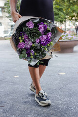 Big luxury bouquet of purple flowers gift