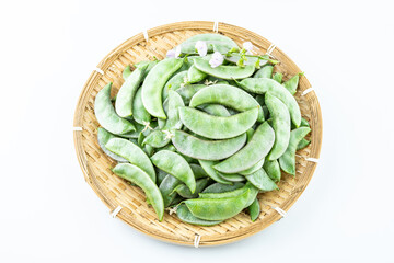 Fresh organic vegetable lentils on white background