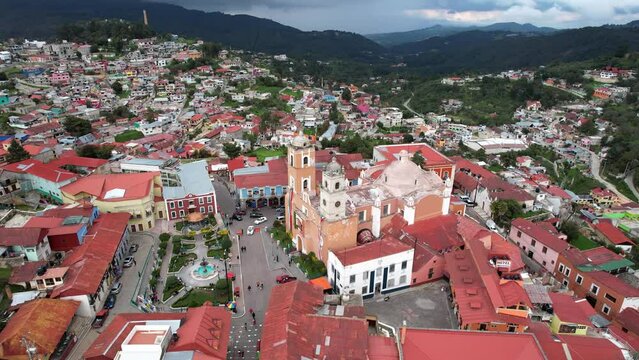drone view of the town of real del monte in hidalgo mexico