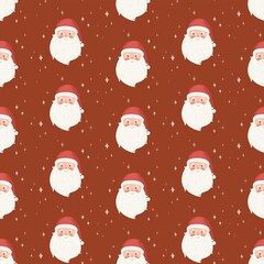 Santa Claus  seamless pattern. Merry Christmas cute illustrated background. New year print