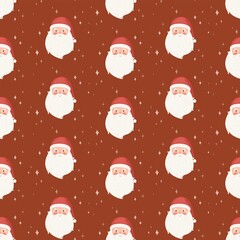 Santa Claus  seamless pattern. Merry Christmas cute illustrated background. New year print