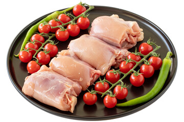 Raw boneless chicken thigh. Png image