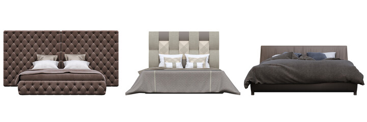 bed isolate on a transparent background, interior furniture, 3D illustration, cg render