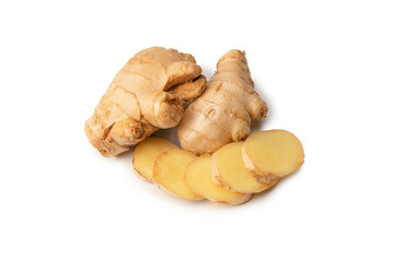 Ginger root isolated on white background.