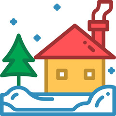 house in winter flat icon