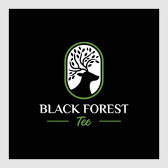 Deer Tree Leaves Forest Logo Vector icon