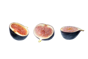 Top view of fig isolated on white background, clipping path, full depth of field. Focus stacking, PNG