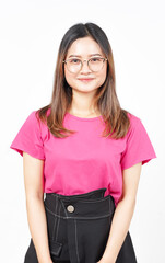 Fototapeta premium Smiling and looking at camera of Beautiful Asian Woman Isolated On White Background