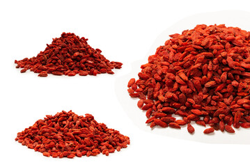 Red berries goji isolated on a white background.