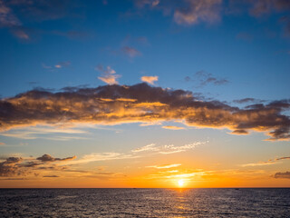 Sunset over the Gulf of Mexico from Caspersen Beach in Venice on the southwest gulf coast of...