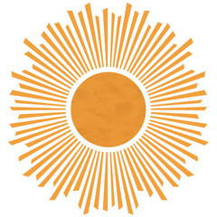 Boho sun orange flat illustration wall art for print, Nursery abstract sun artwork. © gizemg