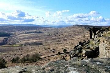Stanage Edge, landscape with sky