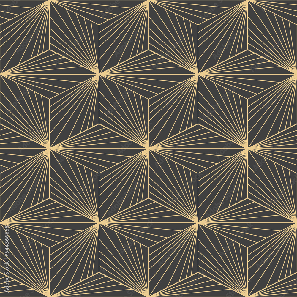 Poster abstract geometric pattern with lines, rhombuses. a seamless vector background in gold. holiday beau