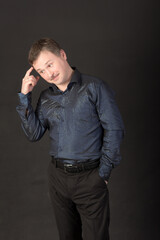 man on a black background