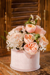 A beautiful delicate flower composition of pink roses