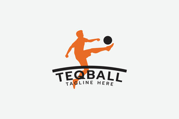 teqball logo with silhouette of a man playing teqball.