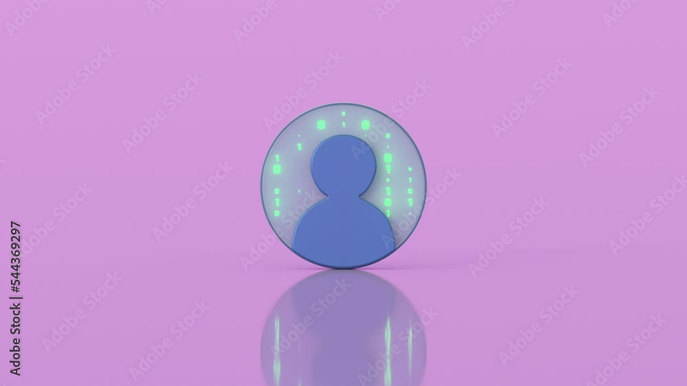 Aufkleber mobile application or website account. 3d render animation