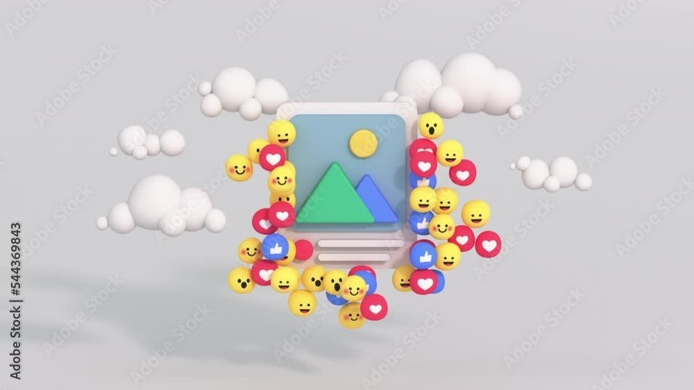 Poster social media post and unique design emojis. minimal style concept. cartoony 3d render animation