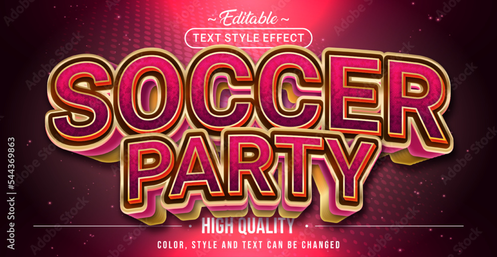 Aufkleber editable text style effect - soccer party text style theme.