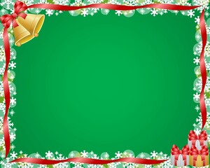 christmas background with gifts, bells and snowflakes