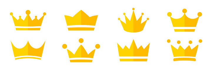 Crown vector collection. Gold crown icon set. King emblem, royal symbols. Exclusive, vip, premium symbol, luxury sign vector icons set. Vector illustration in flat design