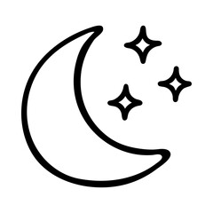 Doodle moon with stars. Hand-drawn crescent