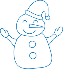 Christmas snowman in doodle style. Single element. Vector.