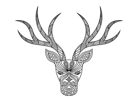 Christmas Deer vector image, Deer Head mandala Clipart.