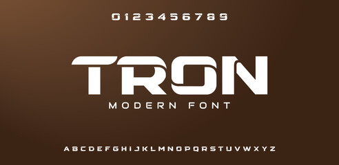 TRON Abstract digital modern alphabet font. Logo creative font, type, technology, movie, digital, music, movie. Font and illustration in vector format. - obrazy, fototapety, plakaty